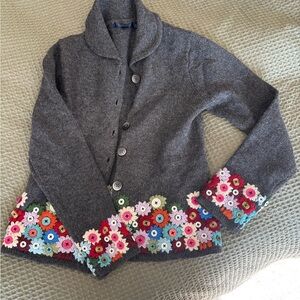Boden Gray Floral Sweater